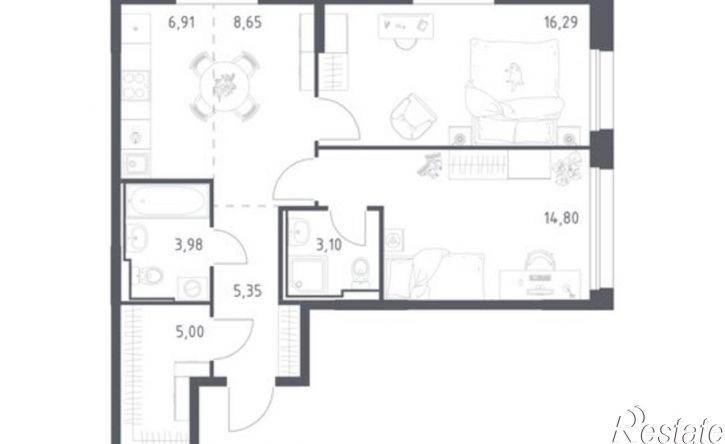 2-комн квартира в новом доме Сибирский тракт, 34 к9,  д. 34 к9
