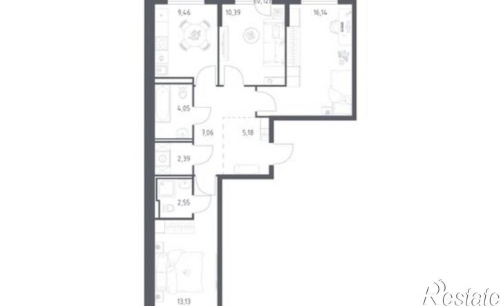3-комн квартира в новом доме ул Сибирский Тракт, 34Г,  д. 34Г