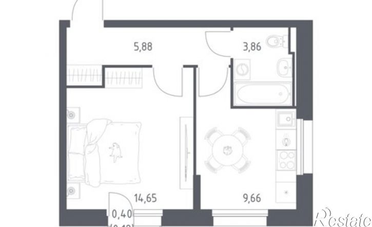 1-комн квартира в новом доме ул Сибирский Тракт, 34Г,  д. 34Г