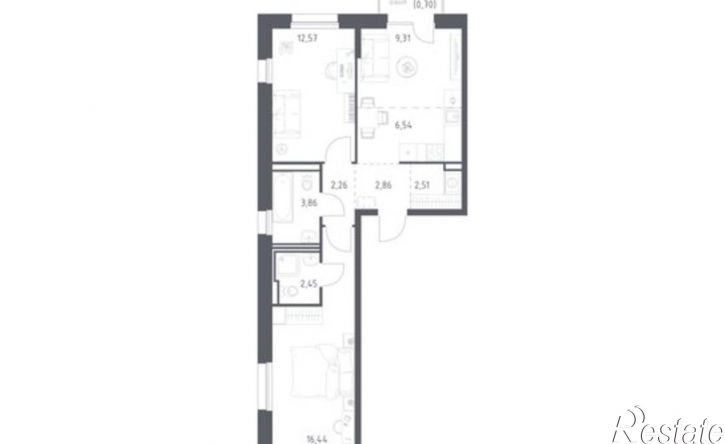 2-комн квартира в новом доме ул Сибирский Тракт, 34Г,  д. 34Г