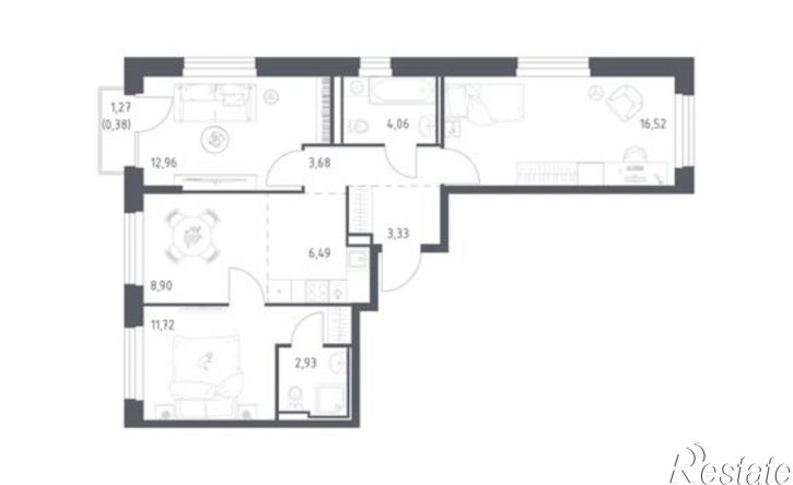 3-комн квартира в новом доме ул Сибирский Тракт, 34 9,  д. 34 9,  к. 9