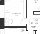 2-комн, 46 кв м, этаж 15/24 улица Петра Полушкина, 6