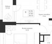 1-комн, 40 кв м, этаж 11/24 улица Петра Полушкина, 6