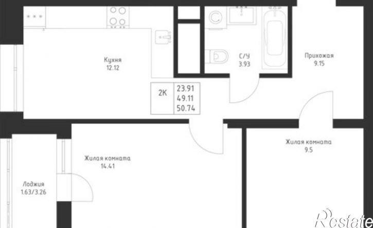 2-комн квартира в новом доме Республика Татарстан (Татарстан), улица Петра Полушкина, 5