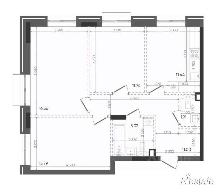 3-комн квартира в новом доме ул Бухарская, 5,  д. 5