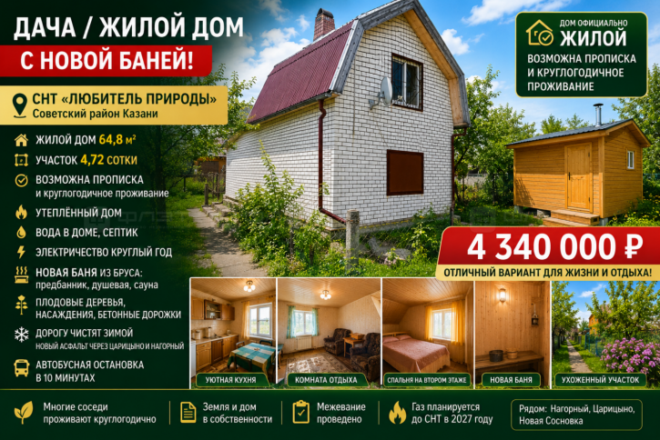 Коттедж/дом сдт Любитель Природы, дом 98