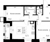 2-комн, 55 кв м, этаж 7/13 ул Халитова, 10