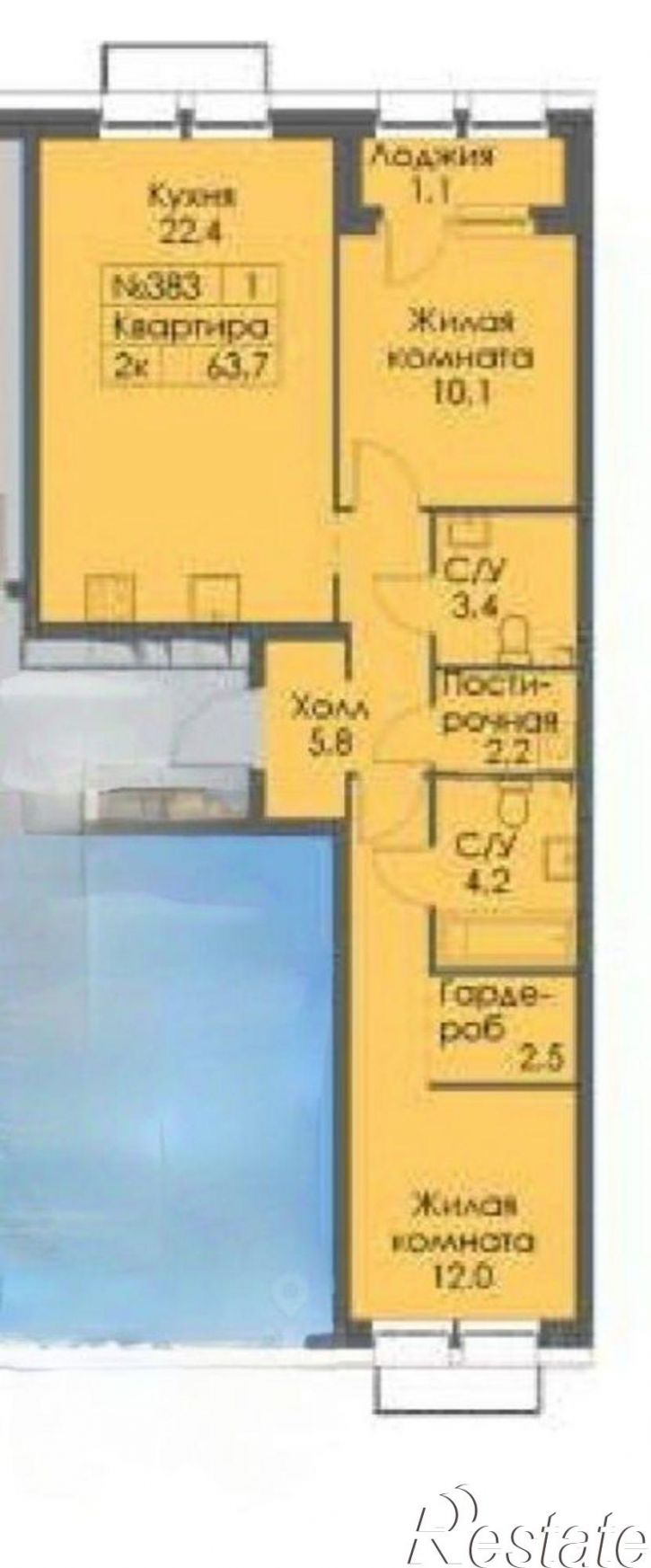 2-комн квартира в новом доме проезд Владимира Шнеппа, 5 к2,  д. 5 к2