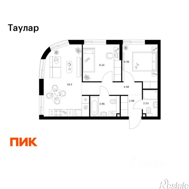 2-комн квартира в новом доме ул Хади Такташа, 135,  д. 135