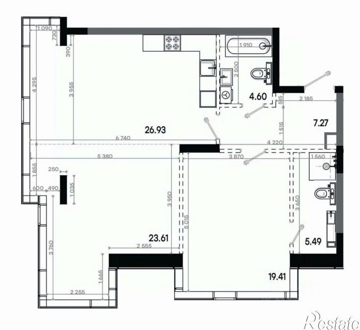 2-комн квартира в новом доме Портовая улица, 37В к2,  д. 37В к2