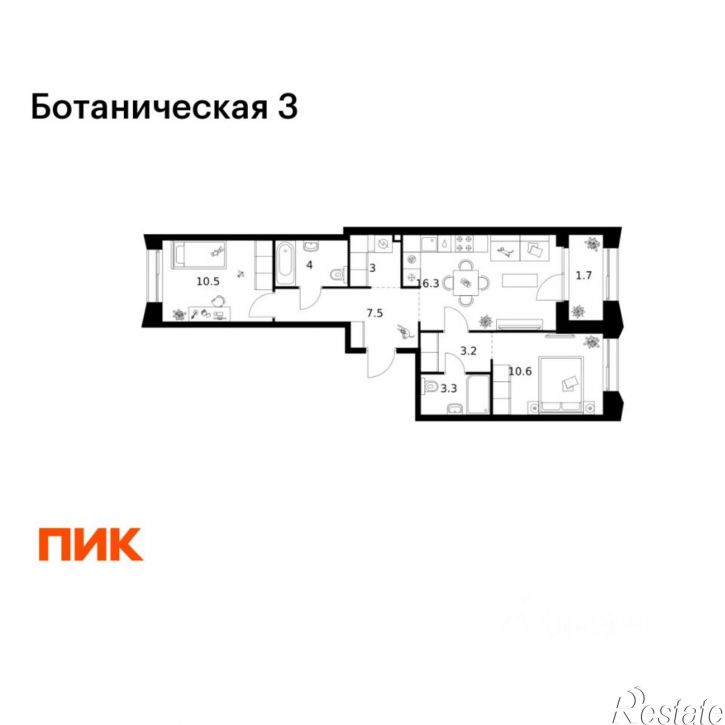 2-комн квартира в новом доме ул Дальняя, 7,  д. 7