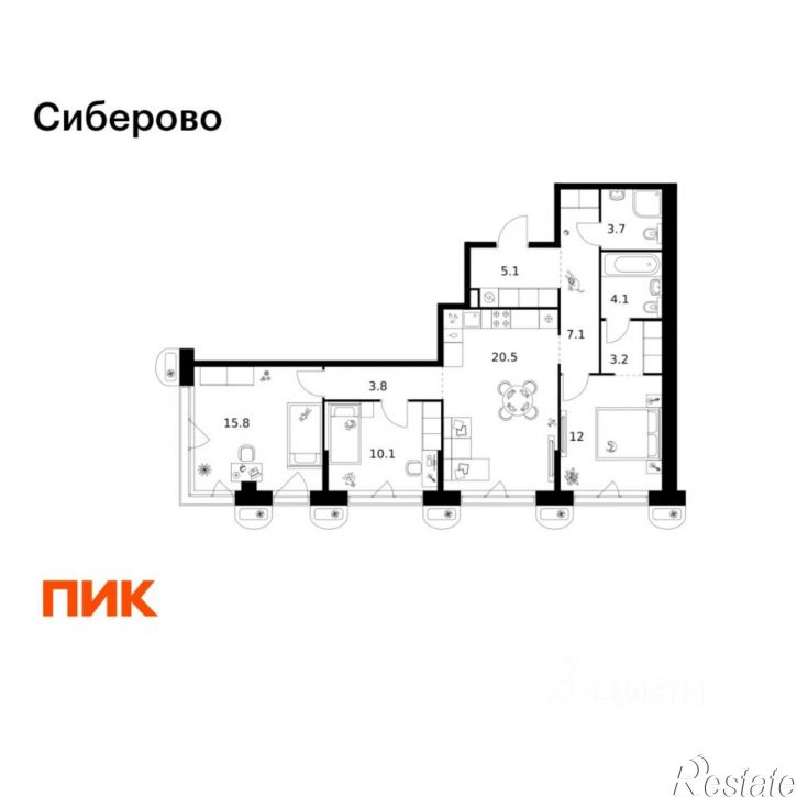 3-комн квартира в новом доме ул Халитова, 4,  д. 4