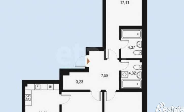 3-комн квартира в новом доме Авангардная улица, 90Б,  д. 90Б