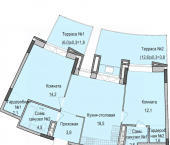 2-комн, 65 кв м, этаж 1/14 Фермское шоссе