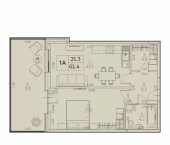 1-комн, 61 кв м, этаж 1/5 улица Генерала Ерина, 5Д