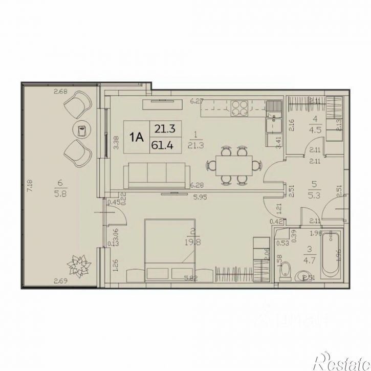 1-комн квартира в новом доме улица Генерала Ерина, 5Д,  д. 5Д