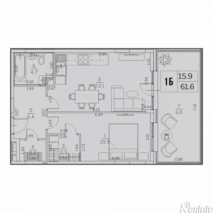 1-комн квартира в новом доме улица Генерала Ерина, 5Д,  д. 5Д