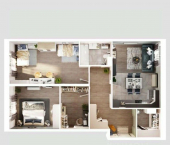 2-комн, 89 кв м, этаж 5/5 улица Генерала Ерина, 5Д