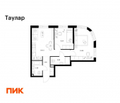 2-комн, 53 кв м, этаж 9/24 ЖК Таулар, 3