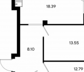 2-комн, 59 кв м, этаж 2/13 ул Залесная, 24