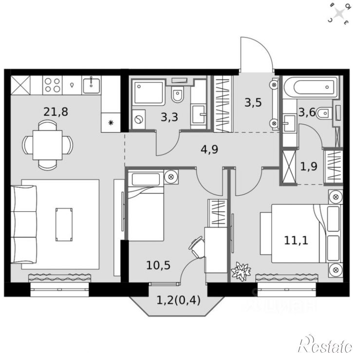 2-комн квартира в новом доме ул Даурская, 2А,  д. 2А