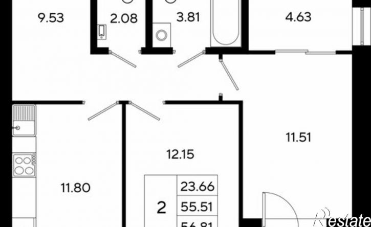 2-комн квартира в новом доме ул Залесная, 24,  д. 24