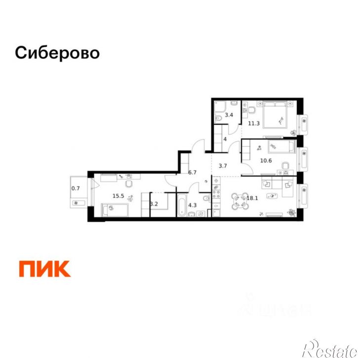 3-комн квартира в новом доме ул Халитова, 4,  д. 4