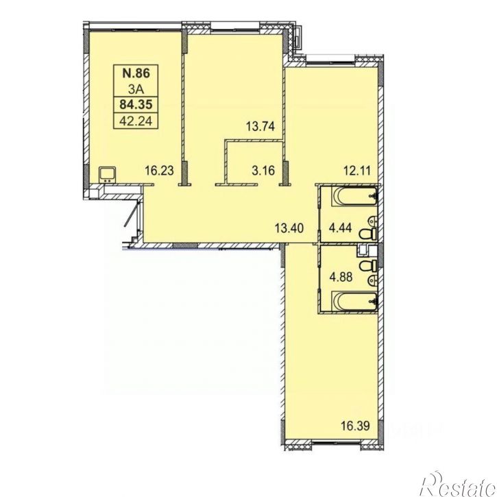 3-комн квартира в новом доме улица Генерала Ерина, 5Д,  д. 5Д
