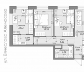 4-комн, 70 кв м, этаж 18/24 Республика Татарстан (Татарстан), ЖК Батталовский