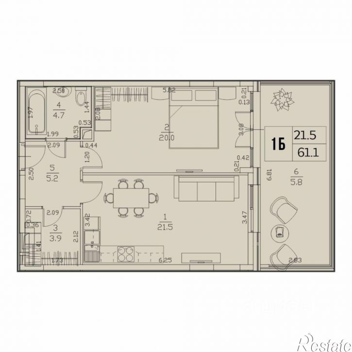 1-комн квартира в новом доме улица Генерала Ерина, 5Д,  д. 5Д