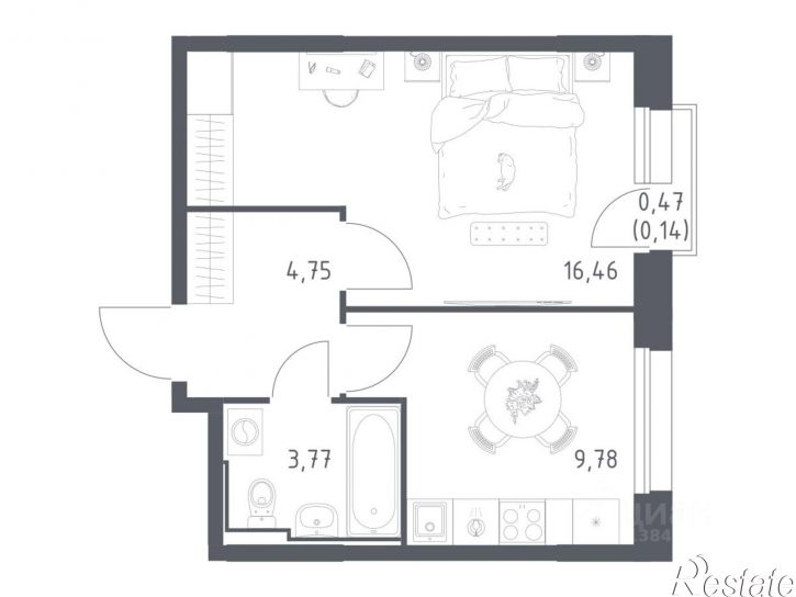 1-комн квартира в новом доме Сибирский тракт, 34 к9,  д. 34 к9
