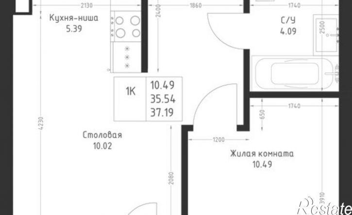 1-комн квартира в новом доме Республика Татарстан (Татарстан), улица Петра Полушкина, 5