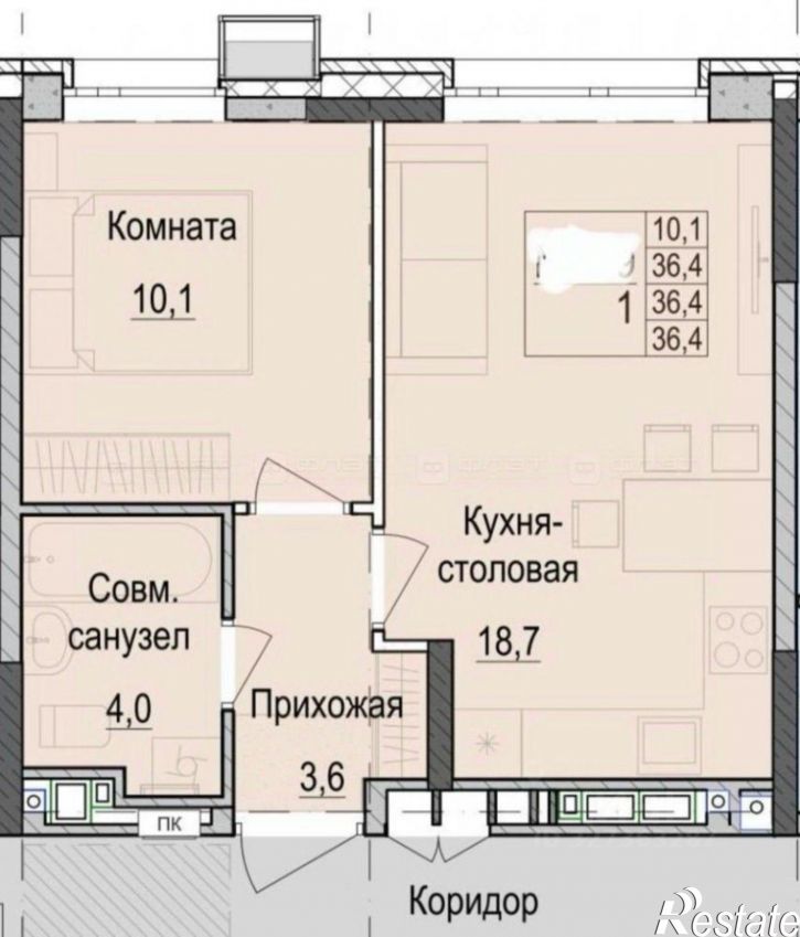 1-комн квартира в новом доме Татарстан, Приволжский