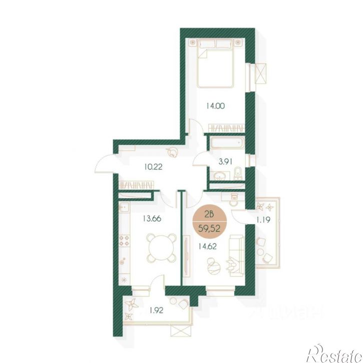 2-комн квартира в новом доме ул Аделя Кутуя, 185,  д. 185