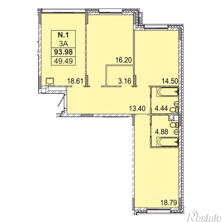 3-комн квартира в новом доме улица Генерала Ерина, 5Д,  д. 5Д