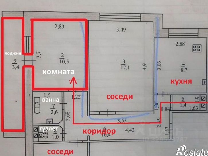 Комната улица Липатова, 17А,  д. 17А