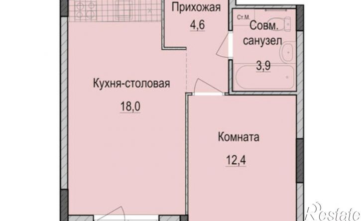 1-комн квартира в новом доме Республика Татарстан (Татарстан), территория Ферма-2