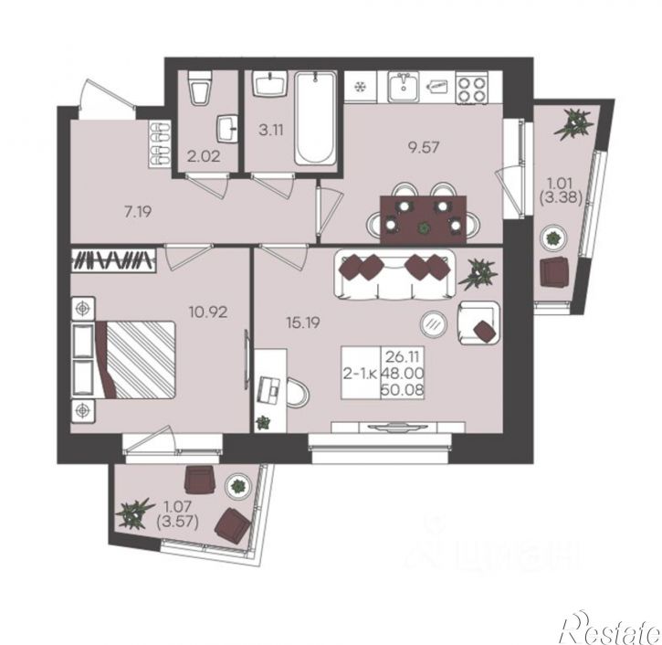 2-комн квартира улица Абубекира Терегулова, 22,  д. 22