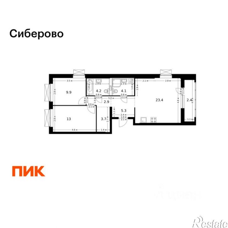 2-комн квартира в новом доме проезд Владимира Шнеппа, 5 к2,  д. 5 к2