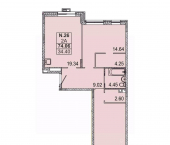 2-комн, 73 кв м, этаж 1/5 ул Генерала Ерина, 3