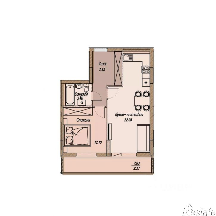 1-комн квартира в новом доме ул Абсалямова, 35,  д. 35