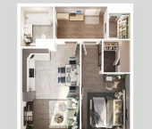 1-комн, 55 кв м, этаж 3/5 улица Генерала Ерина, 5Д
