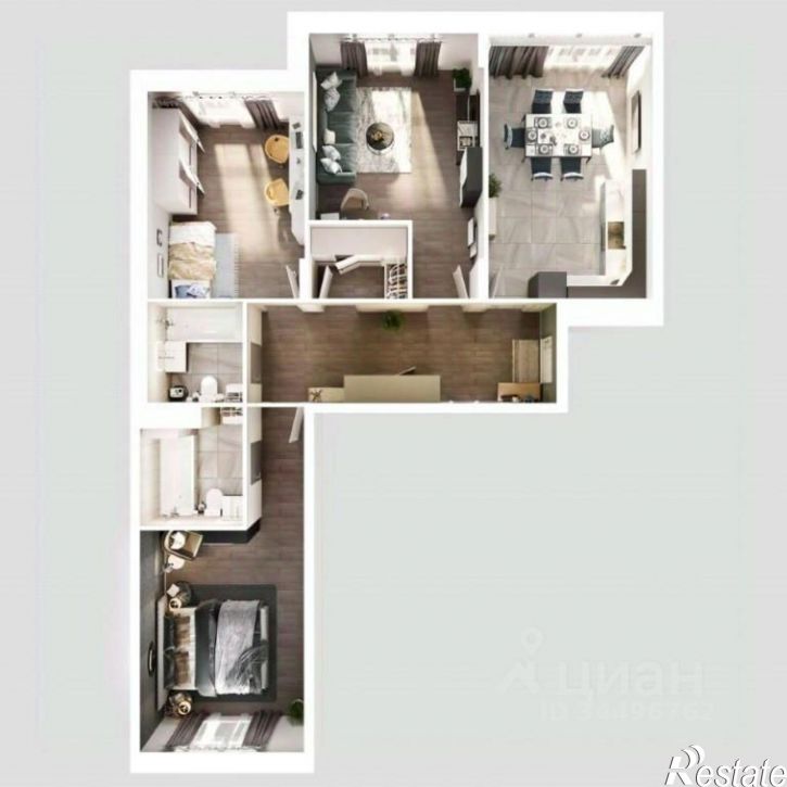 3-комн квартира в новом доме улица Генерала Ерина, 5Д,  д. 5Д