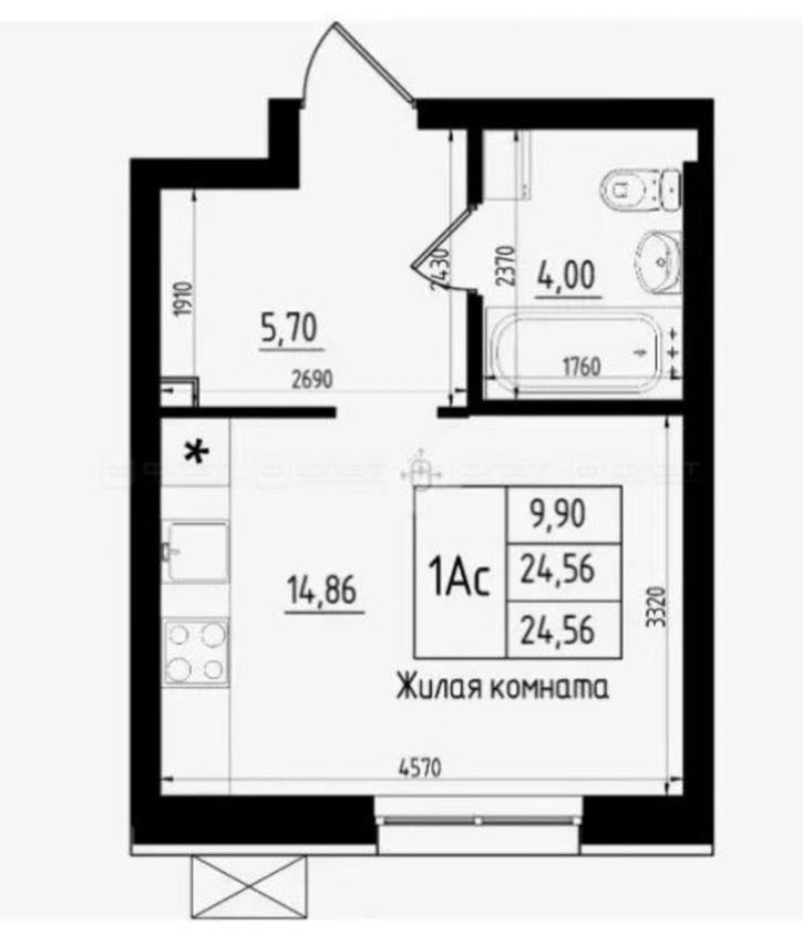 1-комн квартира ул. Михаила Миля, дом 11