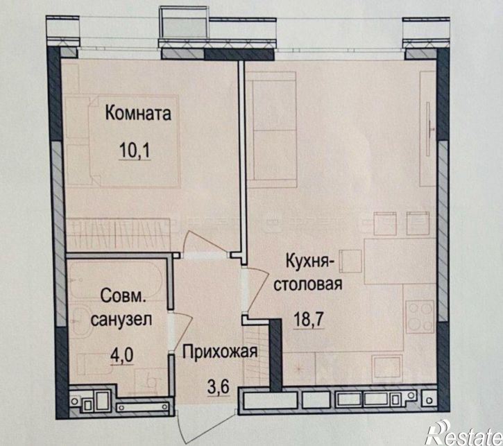 1-комн квартира в новом доме Татарстан, Приволжский