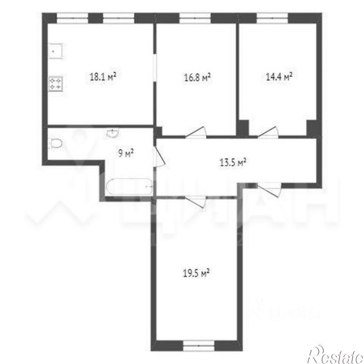 3-комн квартира ул Баки Урманче, 1,  д. 1