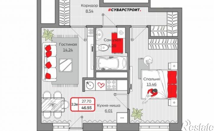 2-комн квартира в новом доме улица Ярышлар, 10,  д. 10