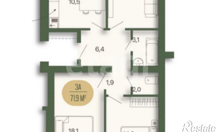 3-комн квартира Маршрутная улица, 15 к1,  д. 15 к1