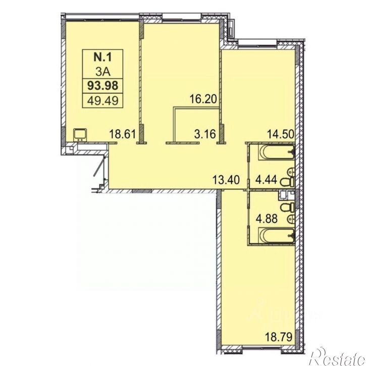 3-комн квартира в новом доме ул Генерала Ерина, 3,  д. 3