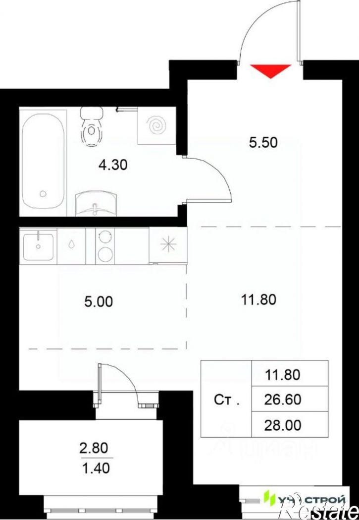 1-комн квартира в новом доме Техническая улица, 17Б,  д. 17Б